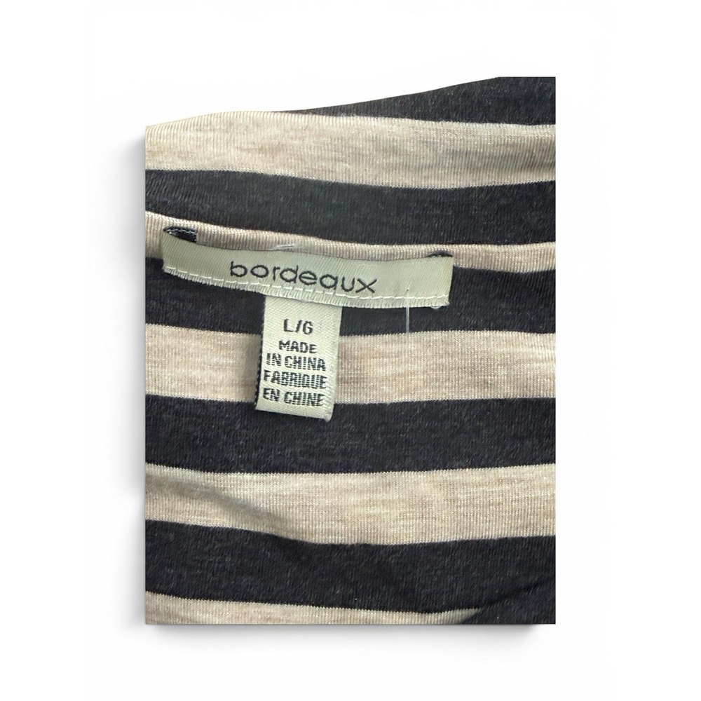 Jersey knit dress, Bordeaux (Anthropologie), striped faux-wrap bodycon dress - Picture 4 of 5